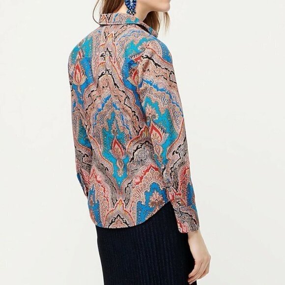 J. Crew Perfect Buttondown Shirt in Ratti Mediterranean Paisley, size 6 - Picture 12 of 12